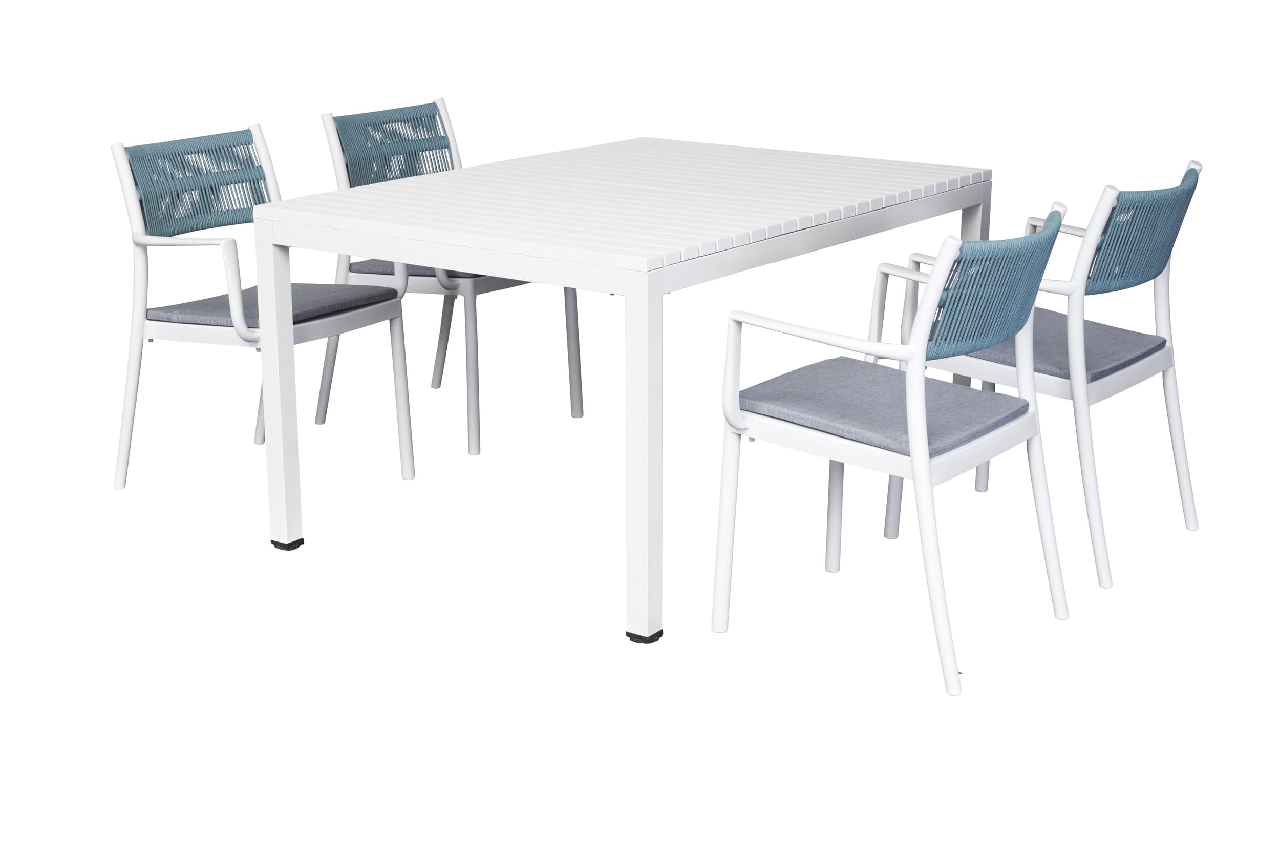 LC Garden Vona Essgruppe weiß/blau 5tlg. Sitzgruppe Kunststoff Gartenset