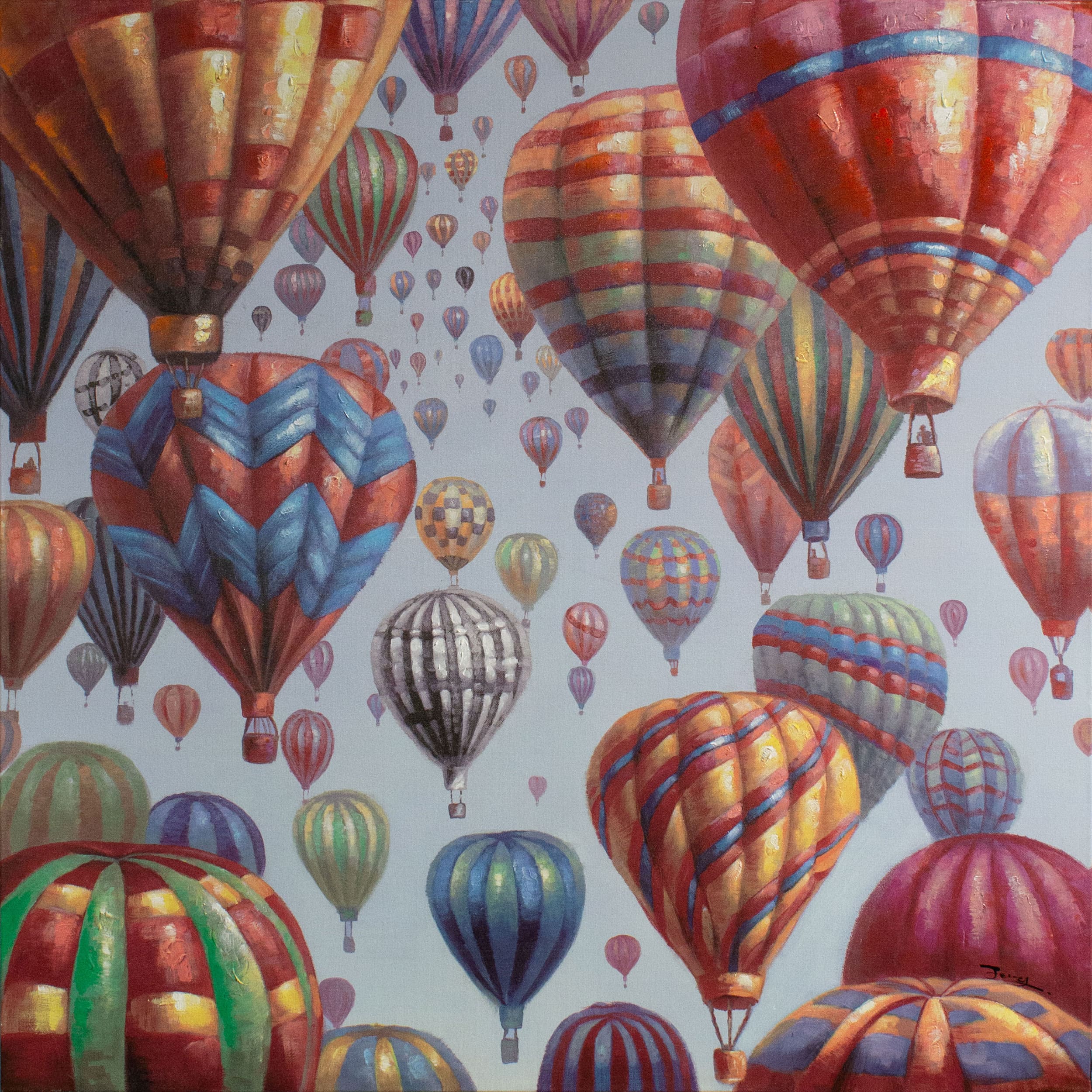 LC Home Designer Wandbild »Heißluftballons« handbemalt 115x115cm Ölbild