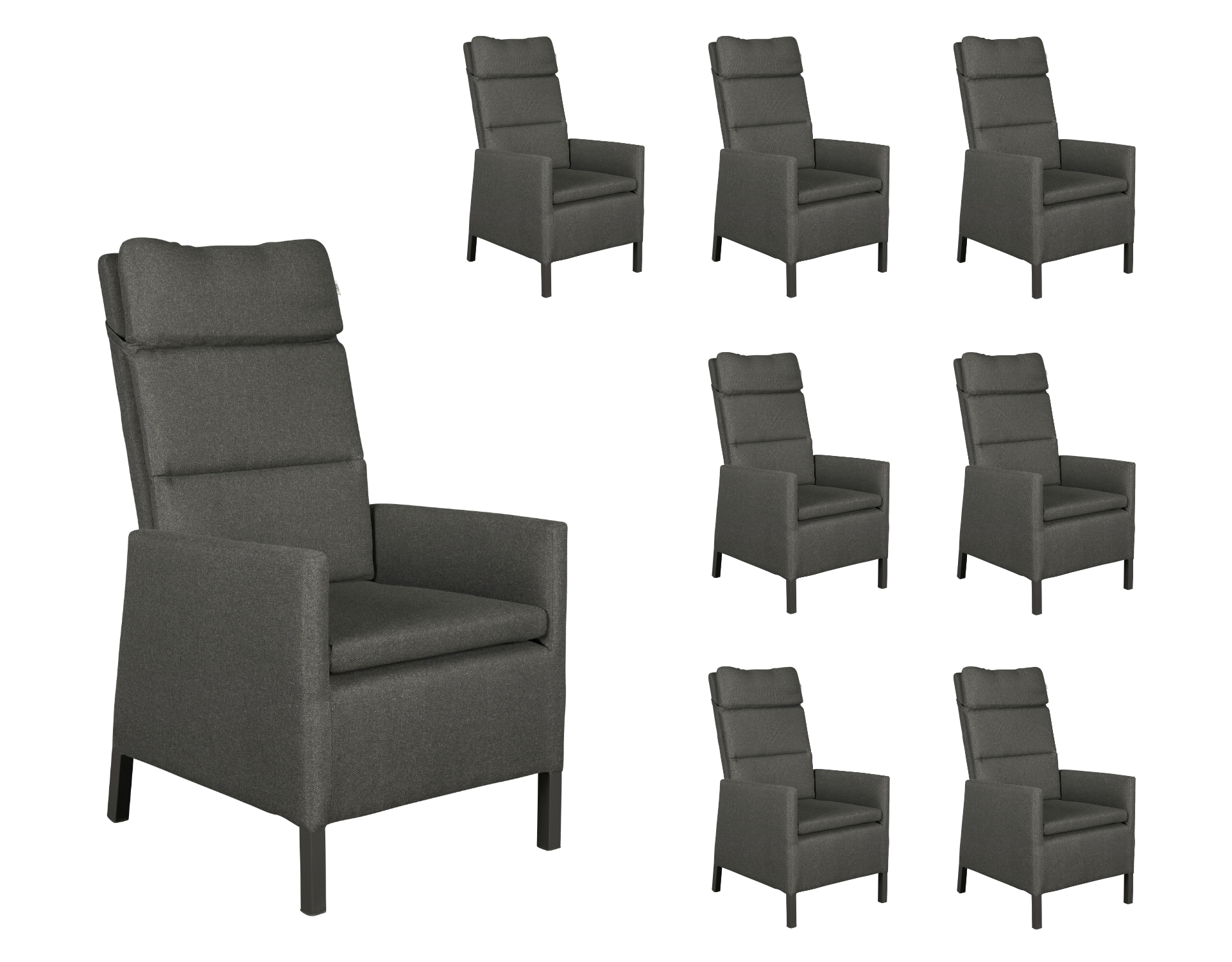 LC Garden 8er Set »Solverde« Positionsstuhl Anthrazit/Sooty Verstellsessel Gartenstuhl