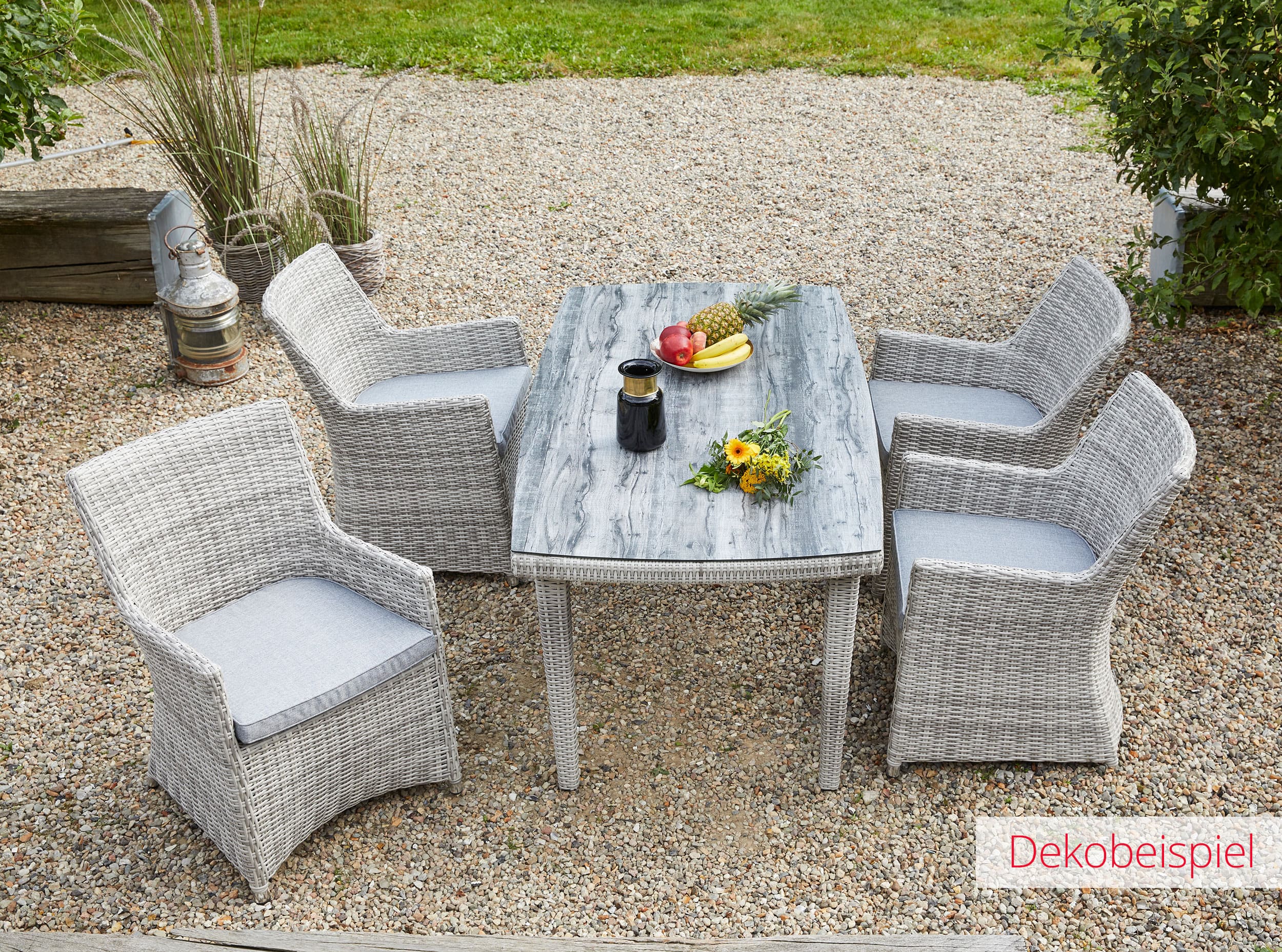 LC Garden »Nizza« Dining Armlehnstuhl Gartensessel weiß-grau