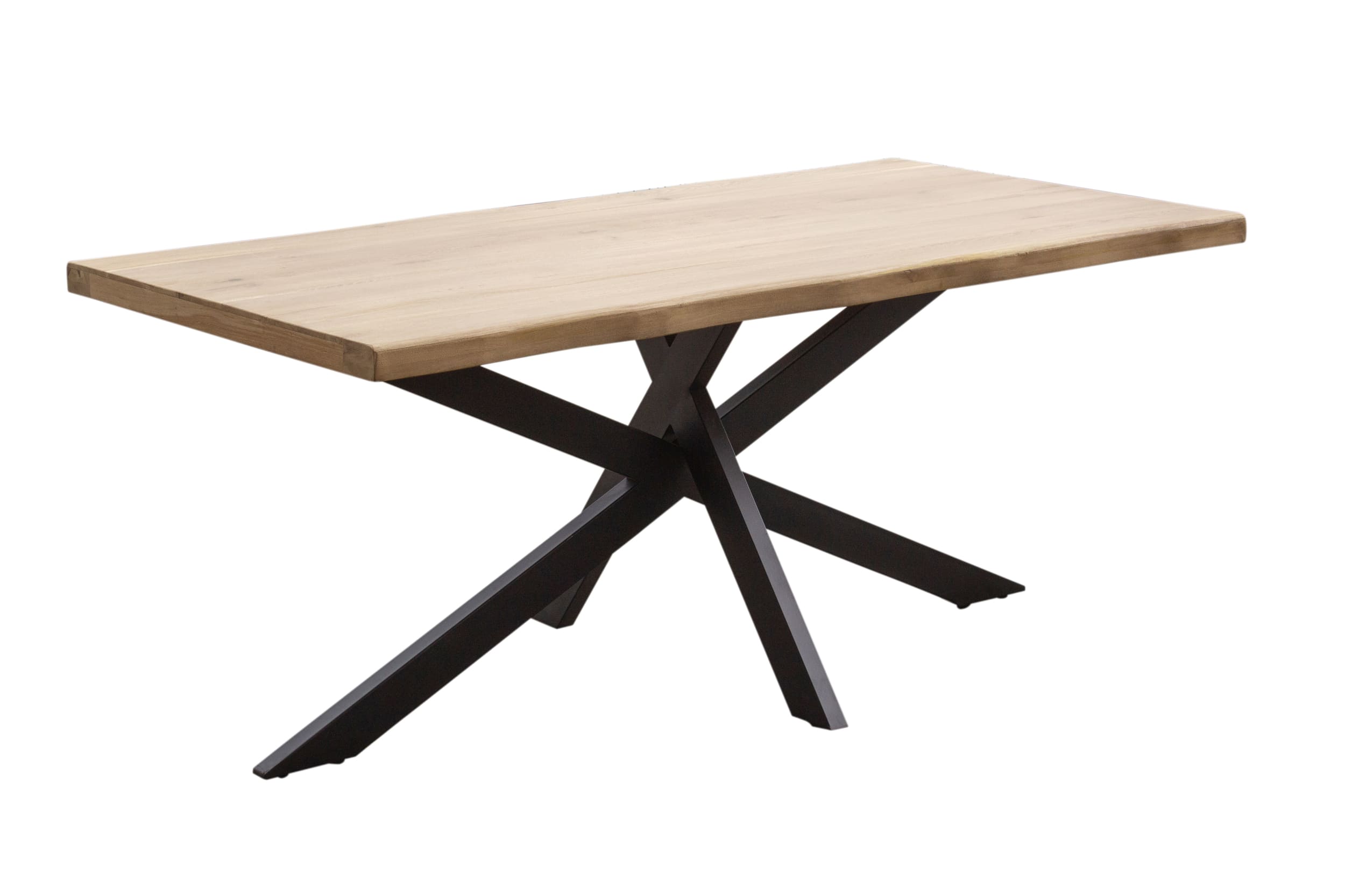 LC Home Esstisch 180x90cm Eiche Baumkante Stern-Metallgestell Holztisch Eichenholz Massivholz Industrial Design