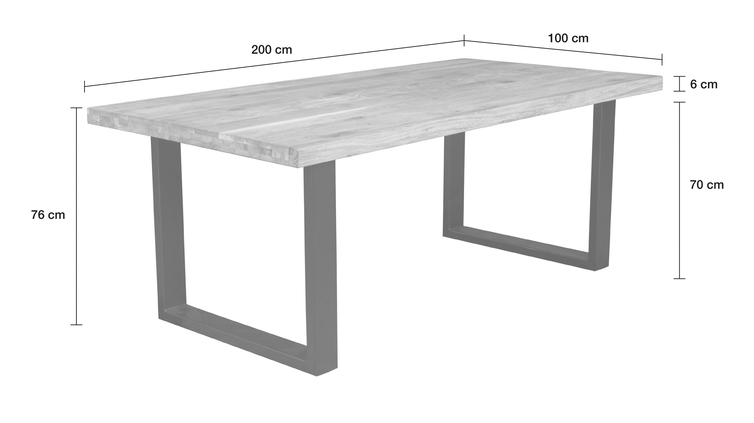 LC Home Essgruppe Borkum 7tlg. Esstisch Eiche U-Gestell 200cm + 6 Esszimmerstühle Teddy Stoff Esszimmer Set II