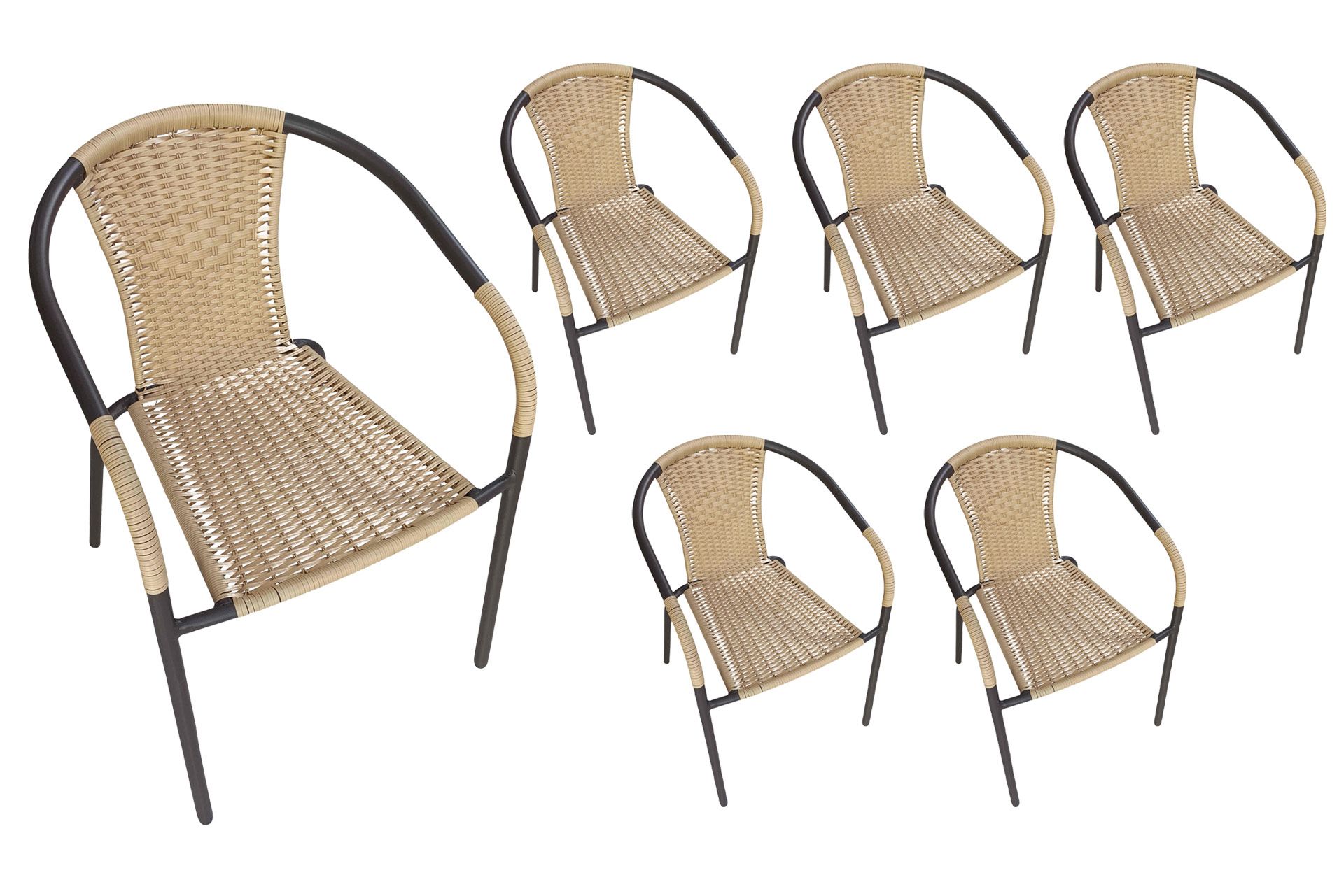 LC Garden 6er Set »Garvista« Gartenstuhl braun/gelb Metall/PERattan