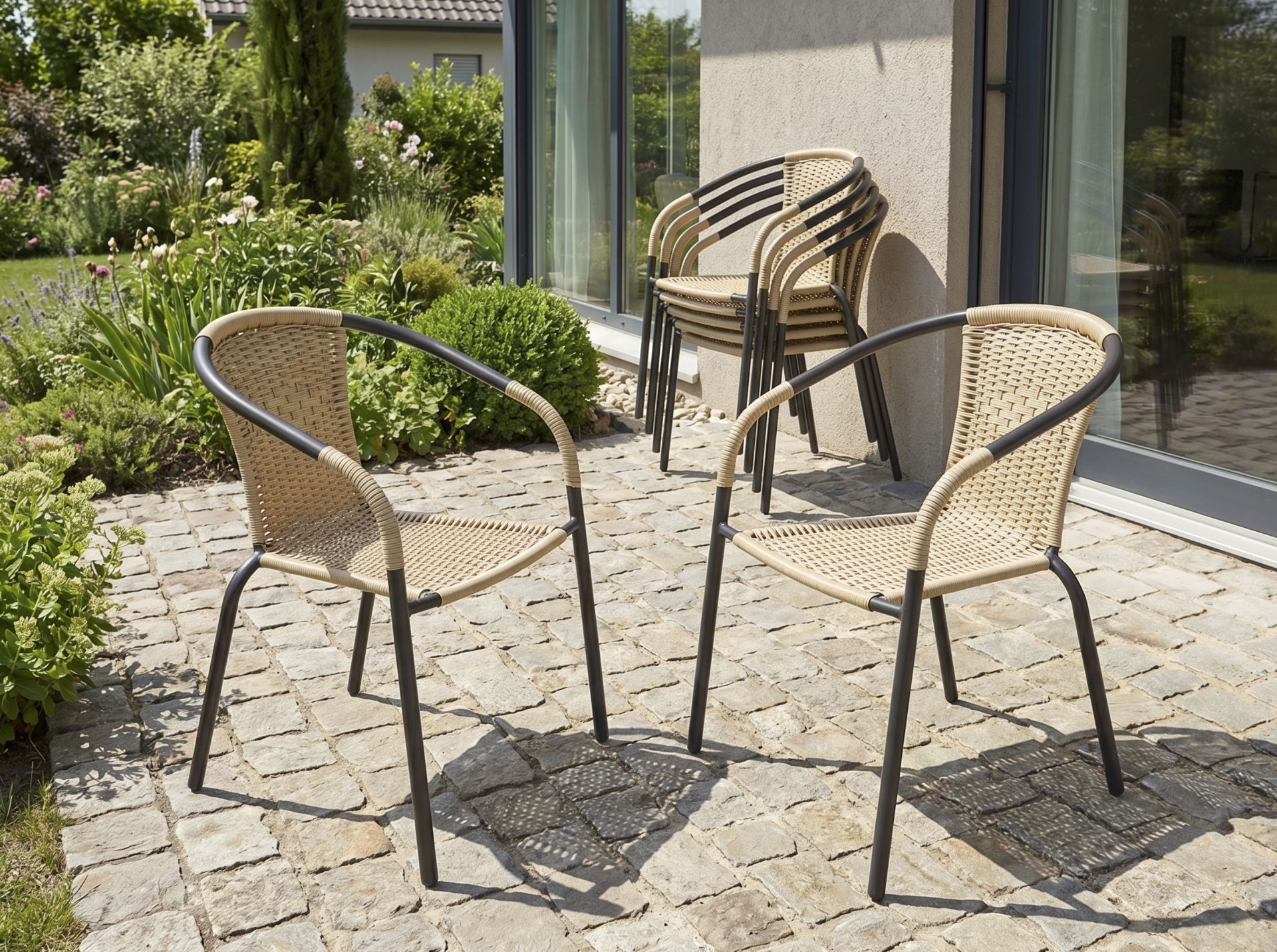 4-tlg. Gartenstuhl Stapelstuhl Sonlas